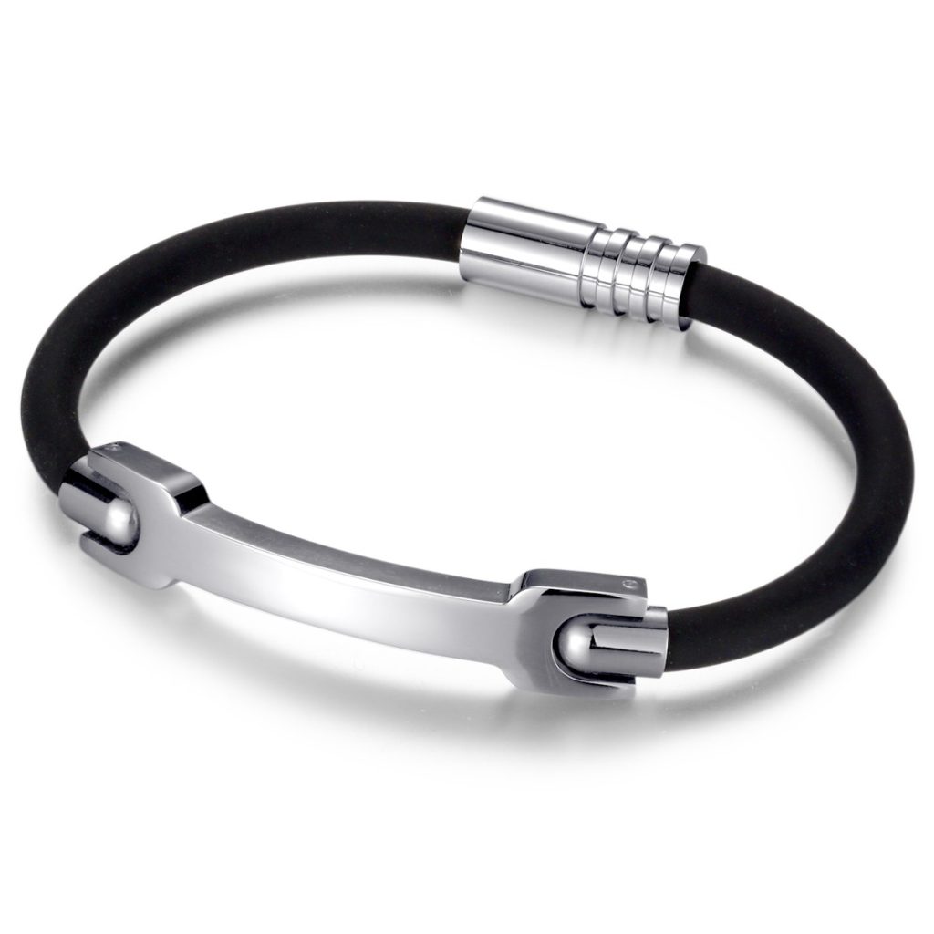 Magnetic Silicone 316L Stainless Steel Bracelet - Polished & Matte image 2