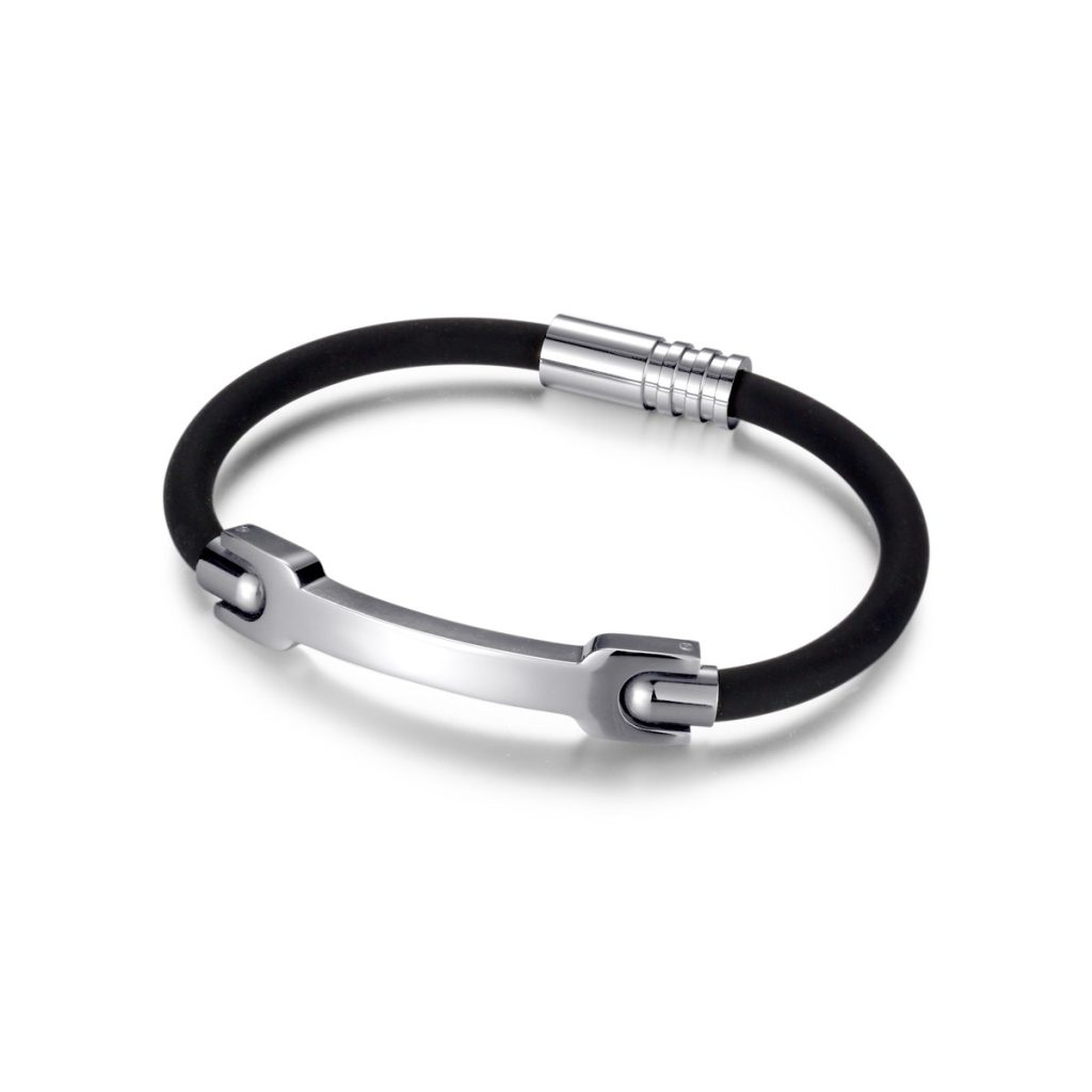 Magnetic Silicone 316L Stainless Steel Bracelet - Polished & Matte image 3