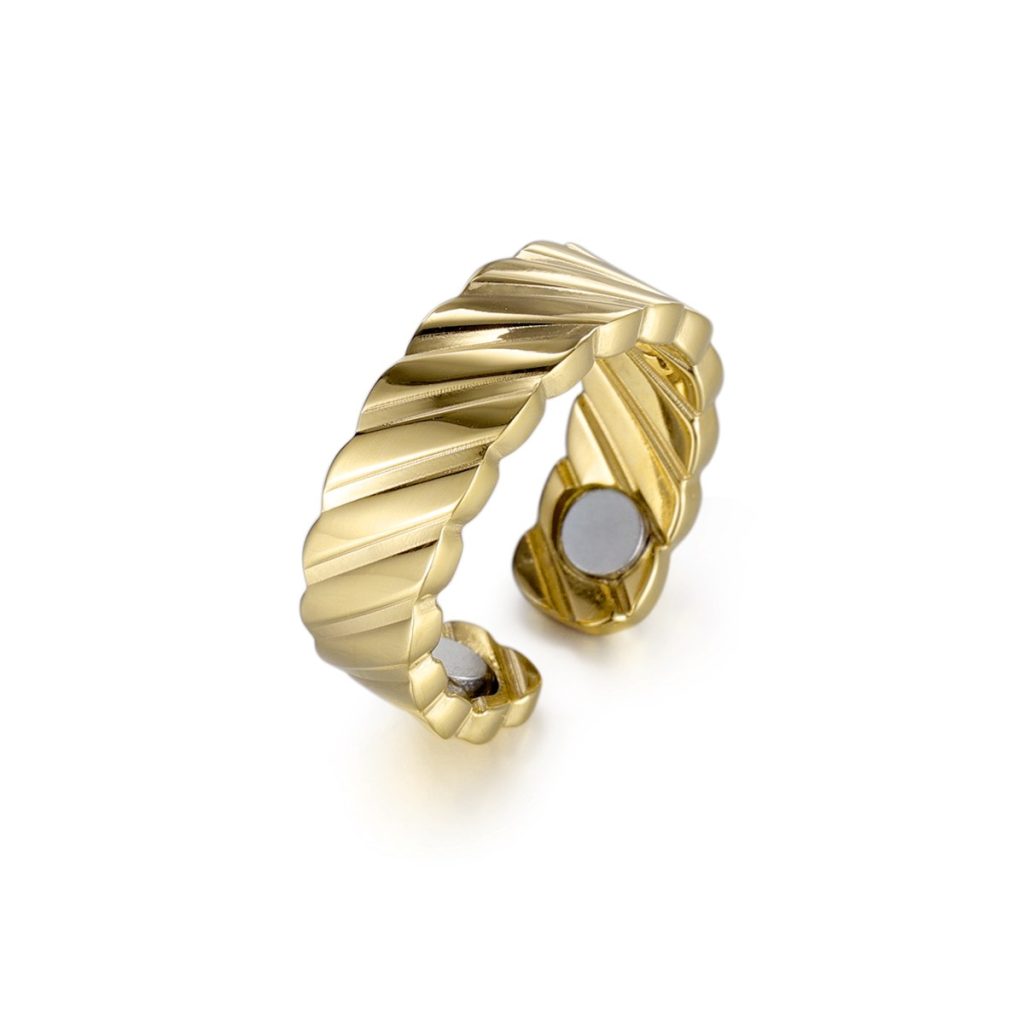 Magnetic Polished Gold-Tone 316L Stainless Steel Ring image 2