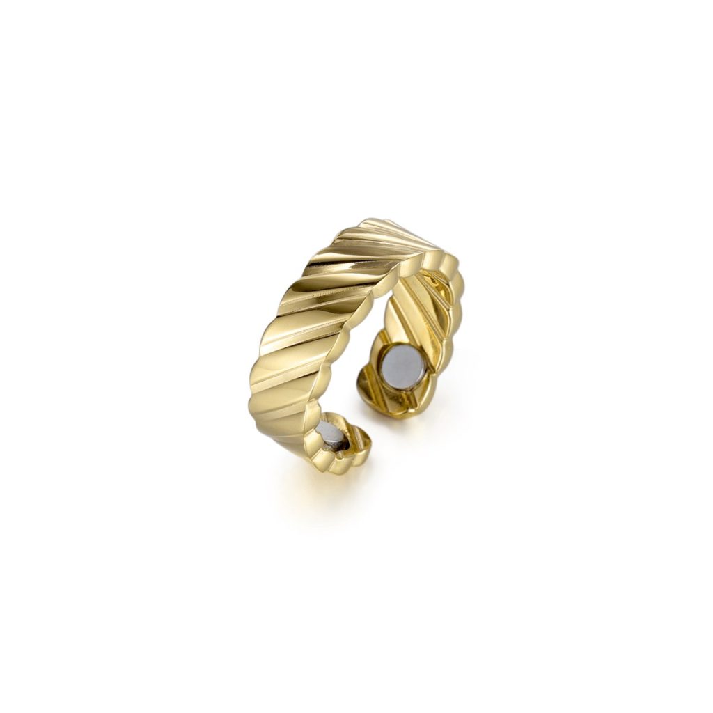 Magnetic Polished Gold-Tone 316L Stainless Steel Ring image 3