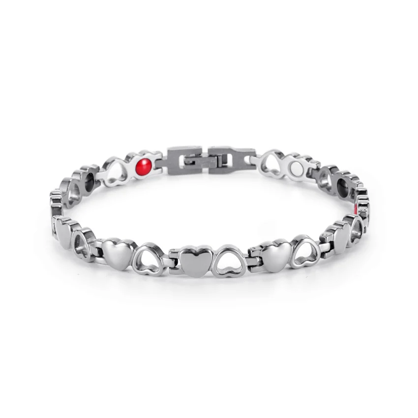 Four-in-One Heart 316L Stainless Steel Bracelet - Polished & Matte