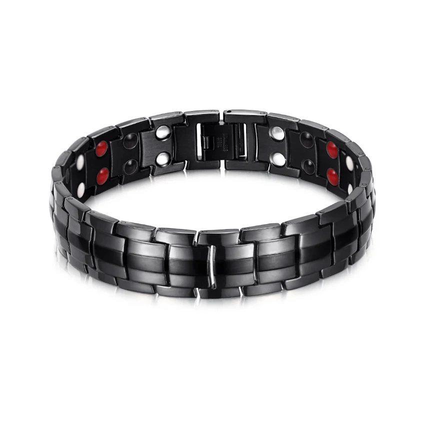 Four-in-One Black Polished & Matte 316L Stainless Steel Bracelet