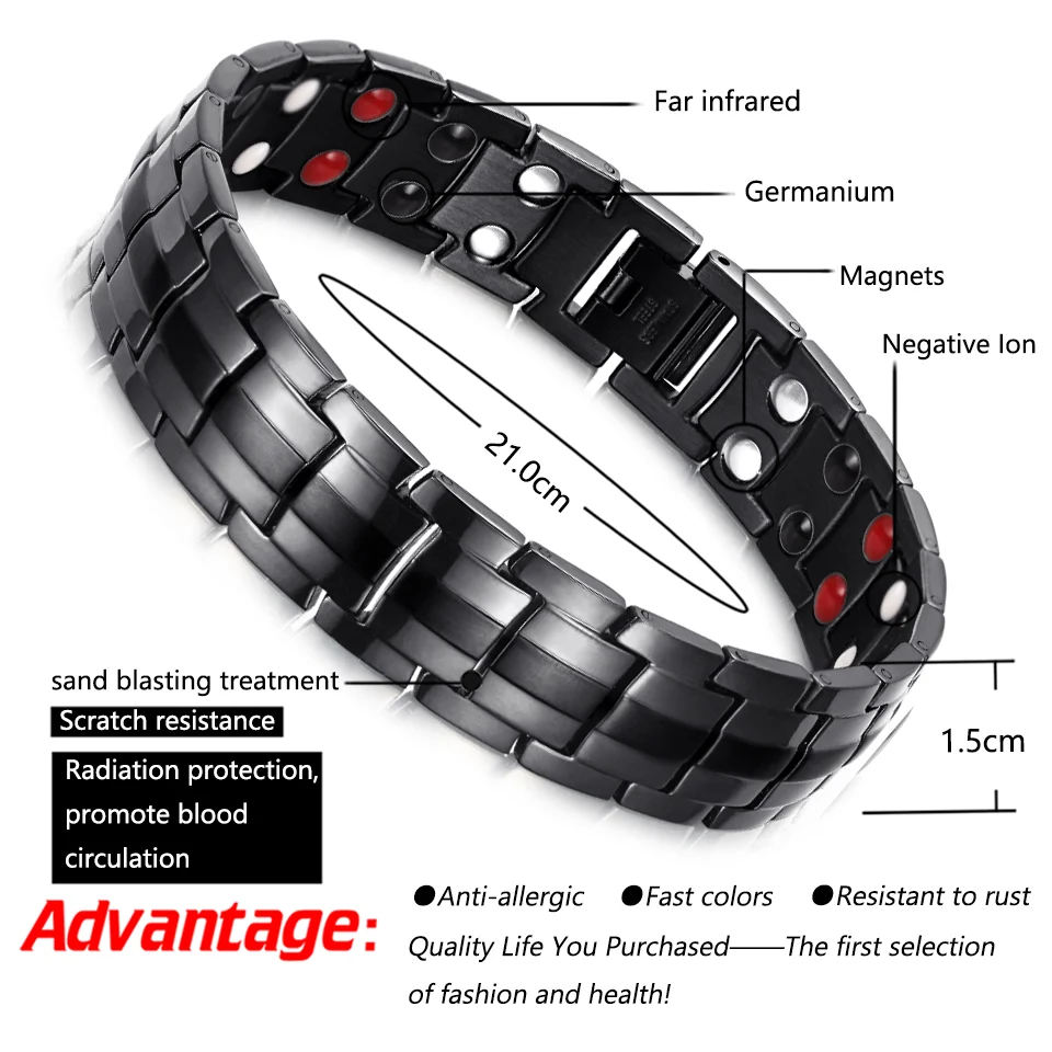 Four-in-One Black Polished & Matte 316L Stainless Steel Bracelet image 3
