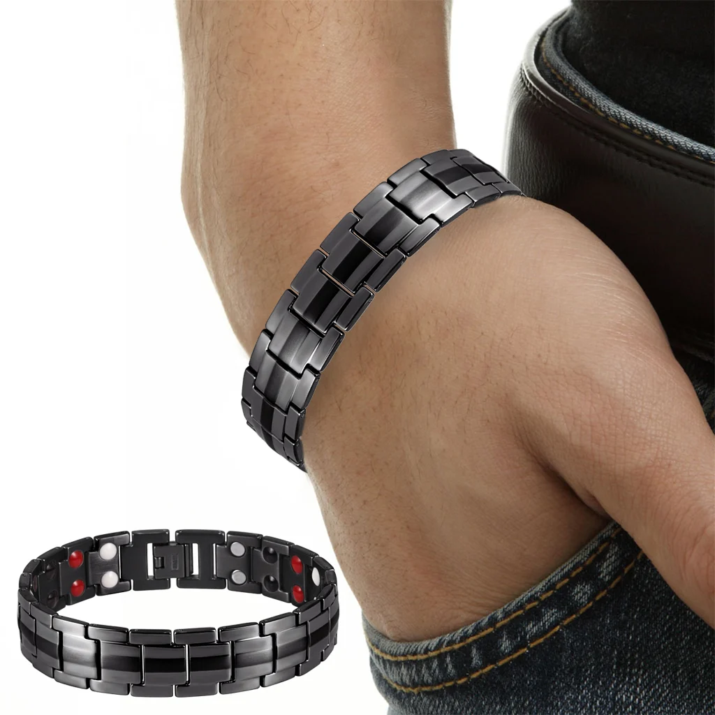 Four-in-One Black Polished & Matte 316L Stainless Steel Bracelet image 4