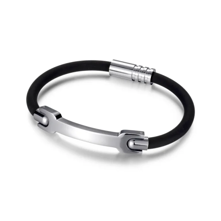 Magnetic Silicone 316L Stainless Steel Bracelet - Polished & Matte