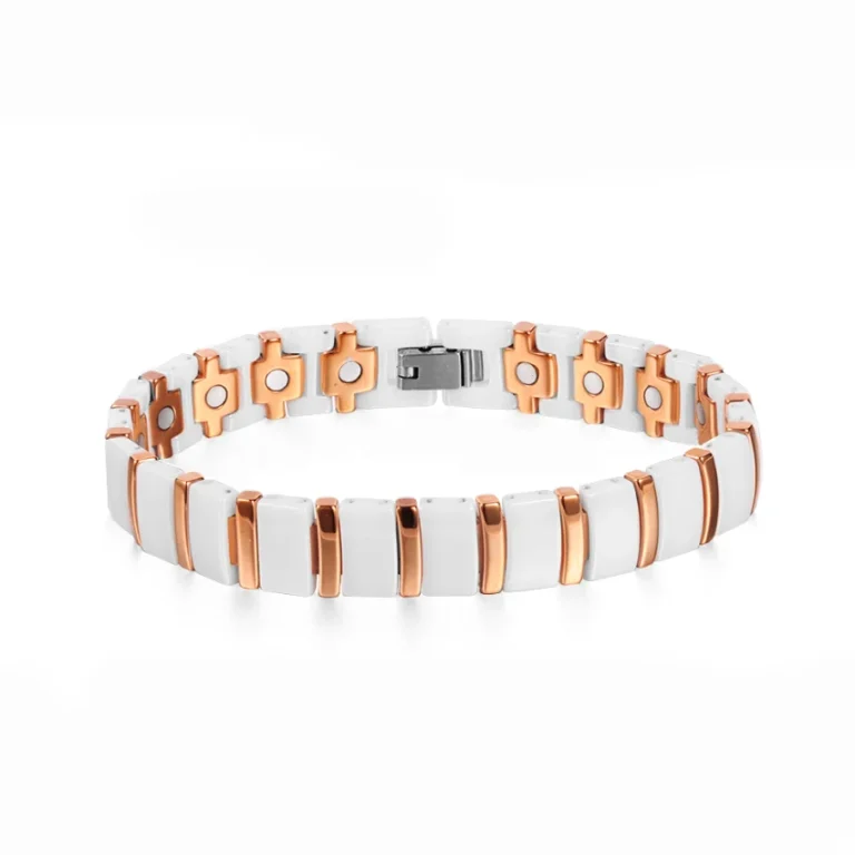 Ceramic Magnetic Bracelet 316L Stainless Steel - Polished White & Rose Gold