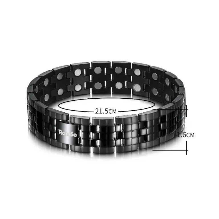 Double-Row Magnetic 316L Stainless Steel Bracelet - Polished & Matte Black