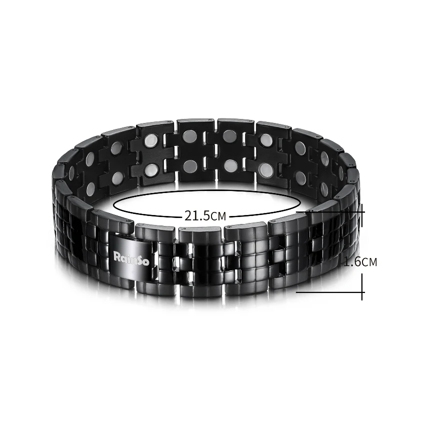 Double-Row Magnetic 316L Stainless Steel Bracelet - Polished & Matte Black