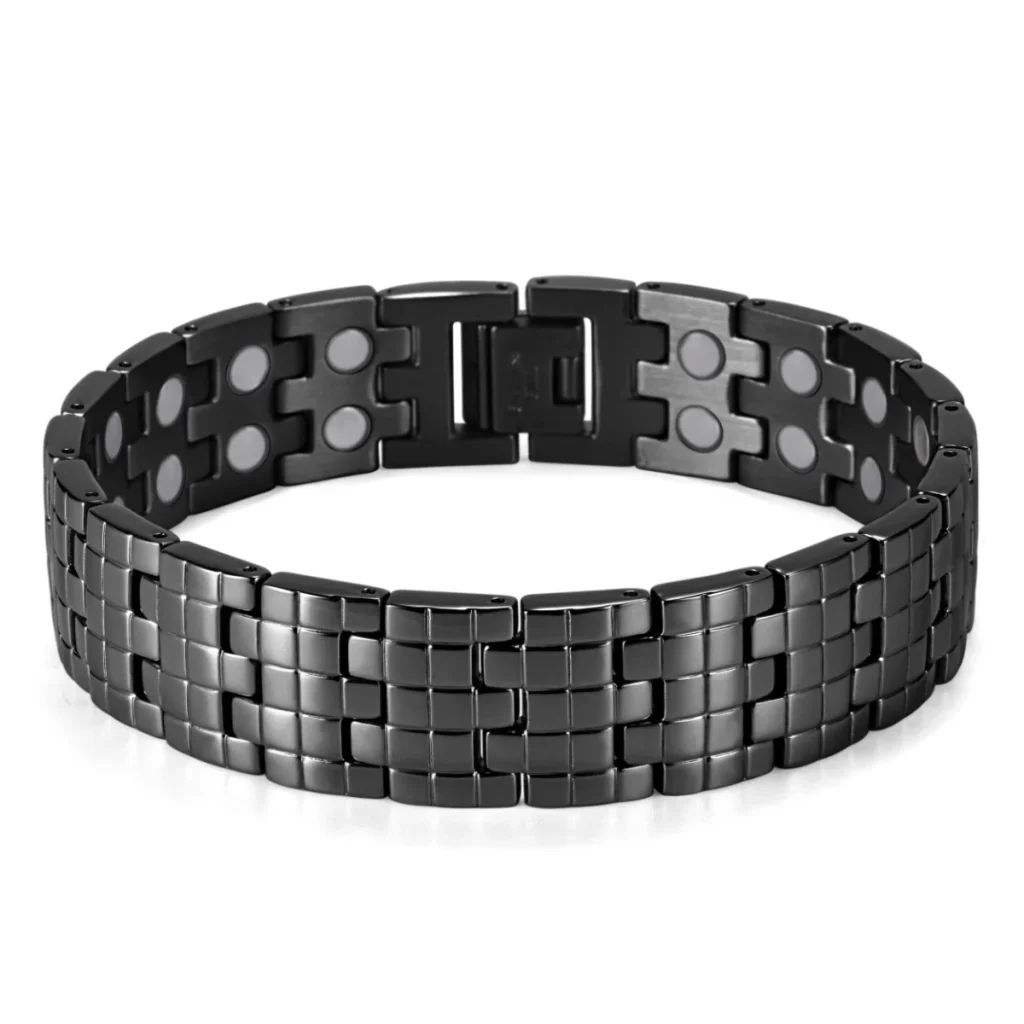 Double-Row Magnetic 316L Stainless Steel Bracelet - Polished & Matte Black image 2