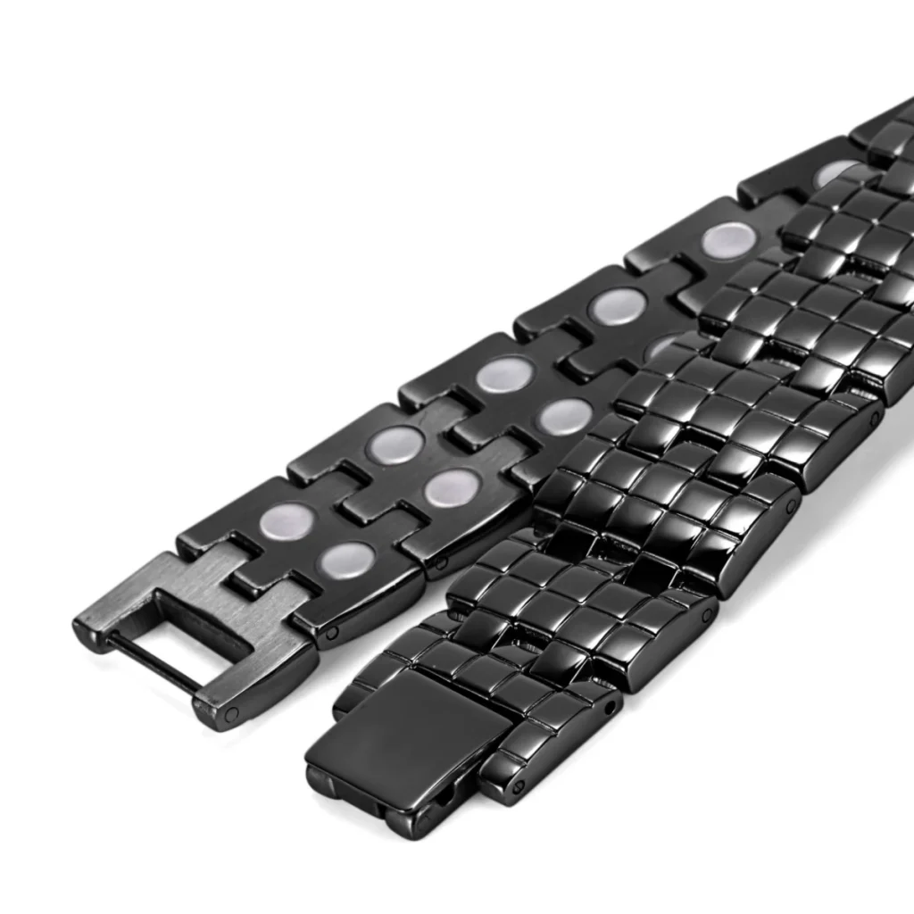 Double-Row Magnetic 316L Stainless Steel Bracelet - Polished & Matte Black image 3