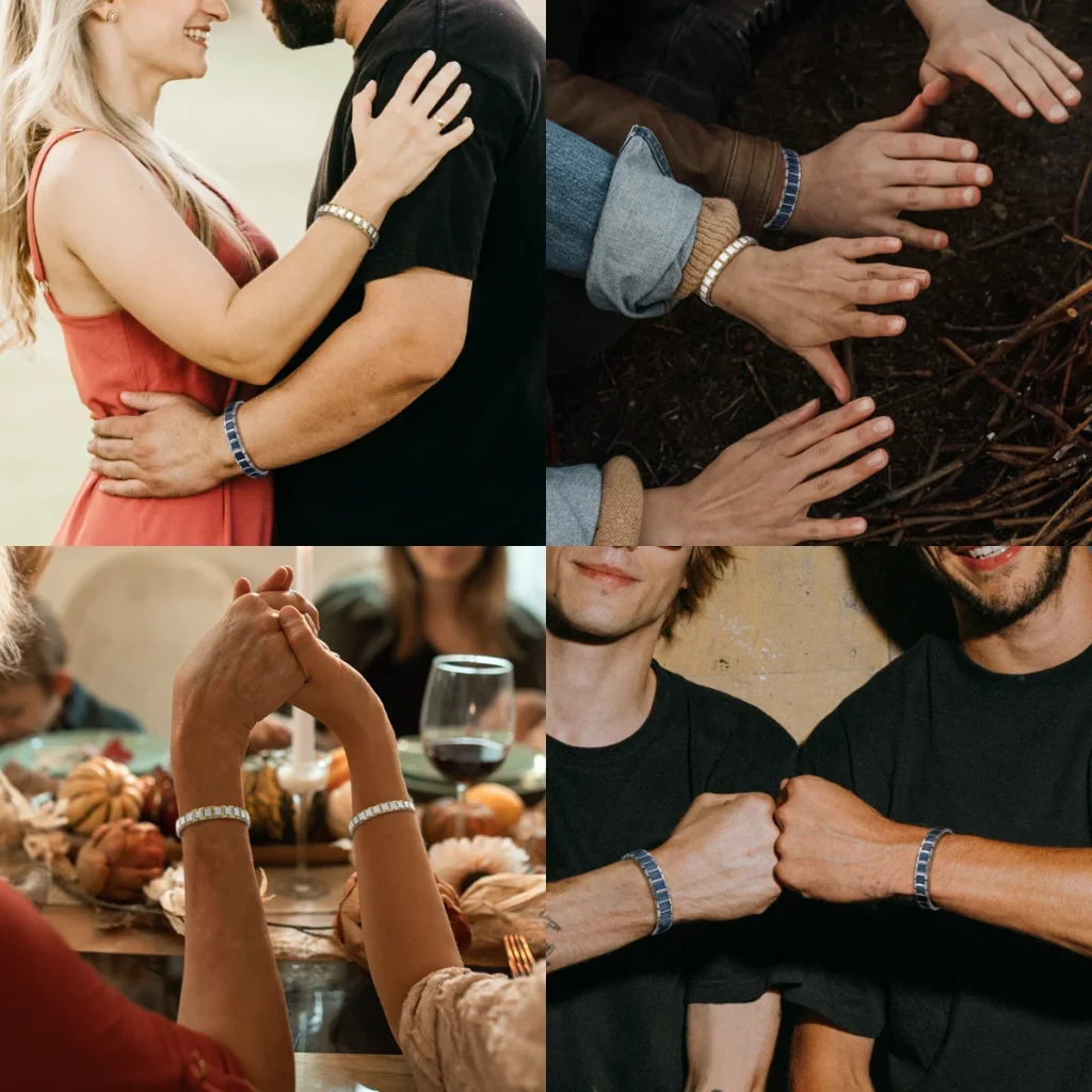 Baked Enamel I-Bar Full Magnetic Bracelet 316L Stainless Steel - Polished & Matte, Gold-Tone & White image 3