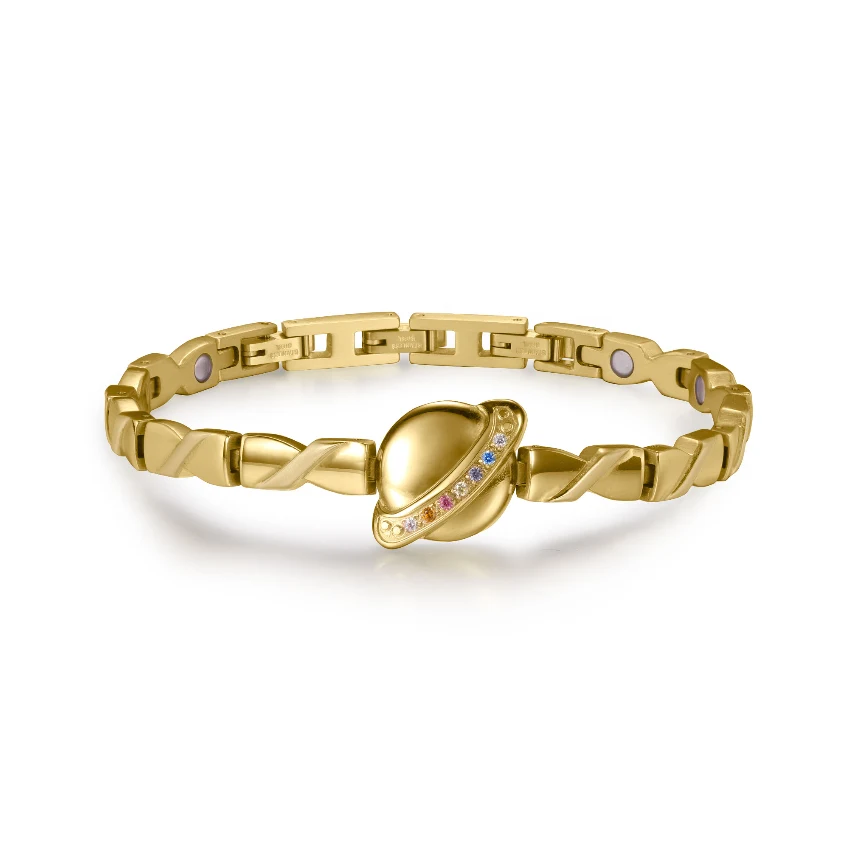Planet Magnetic 316L Stainless Steel Bracelet - Gold-Tone & Multi-Color