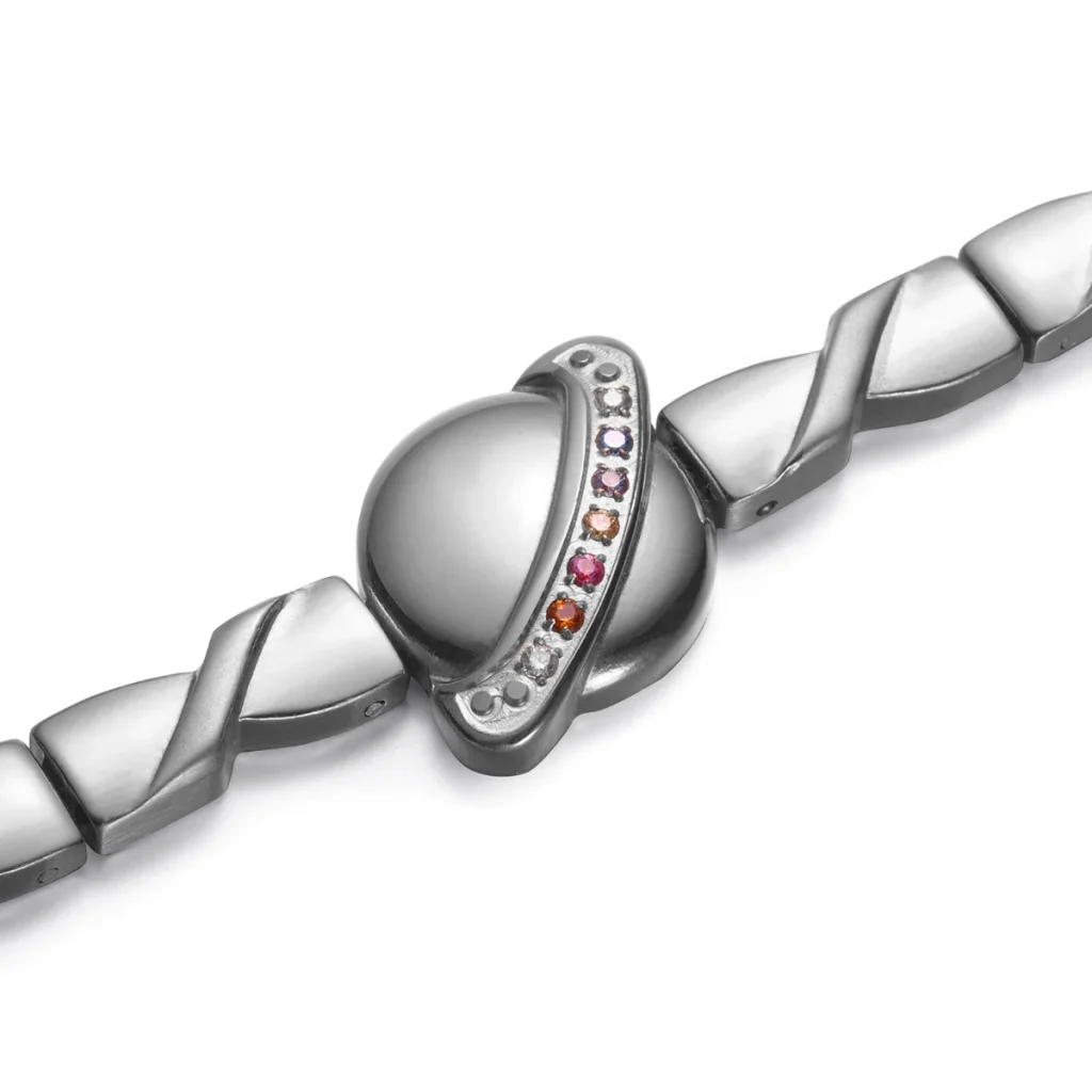 Planet Magnetic Stainless Steel Bracelet - Polished & Matte Multi-Color CZ image 2