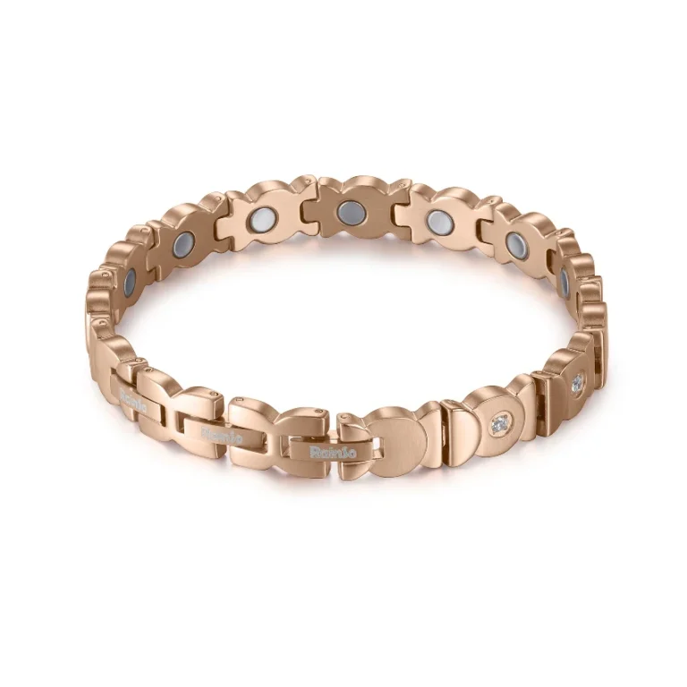 Ferris Wheel CNC Full-Magnet 316L Stainless Steel Bracelet - Rose Gold & White Polished & Matte