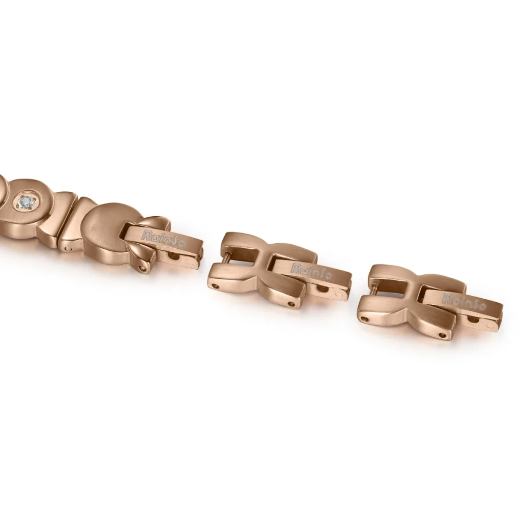 Ferris Wheel CNC Full-Magnet 316L Stainless Steel Bracelet - Rose Gold & White Polished & Matte image 2