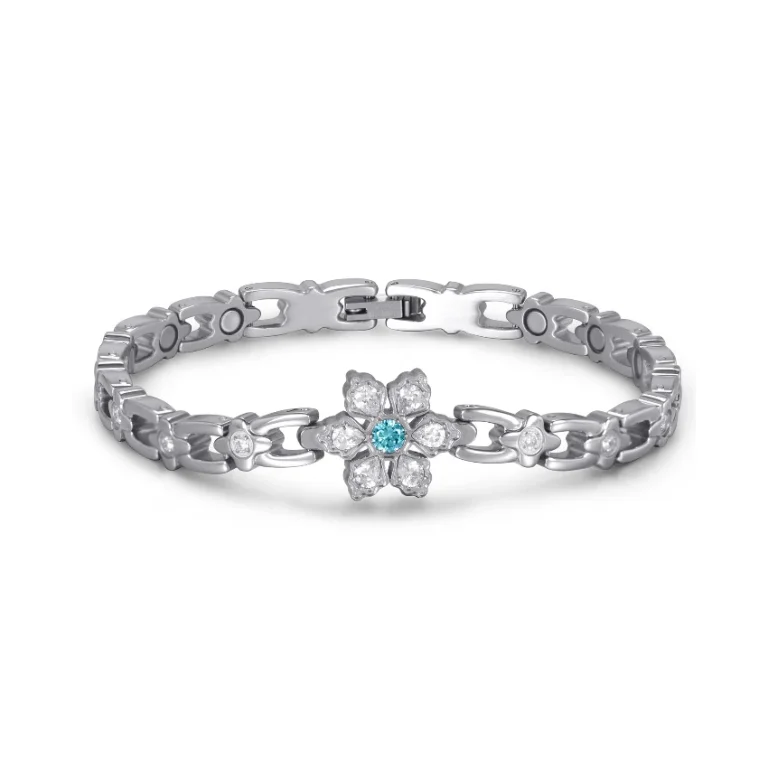 Snowflake Series Sea Blue Full Magnetic Stainless Steel Bracelet - Polished & Matte