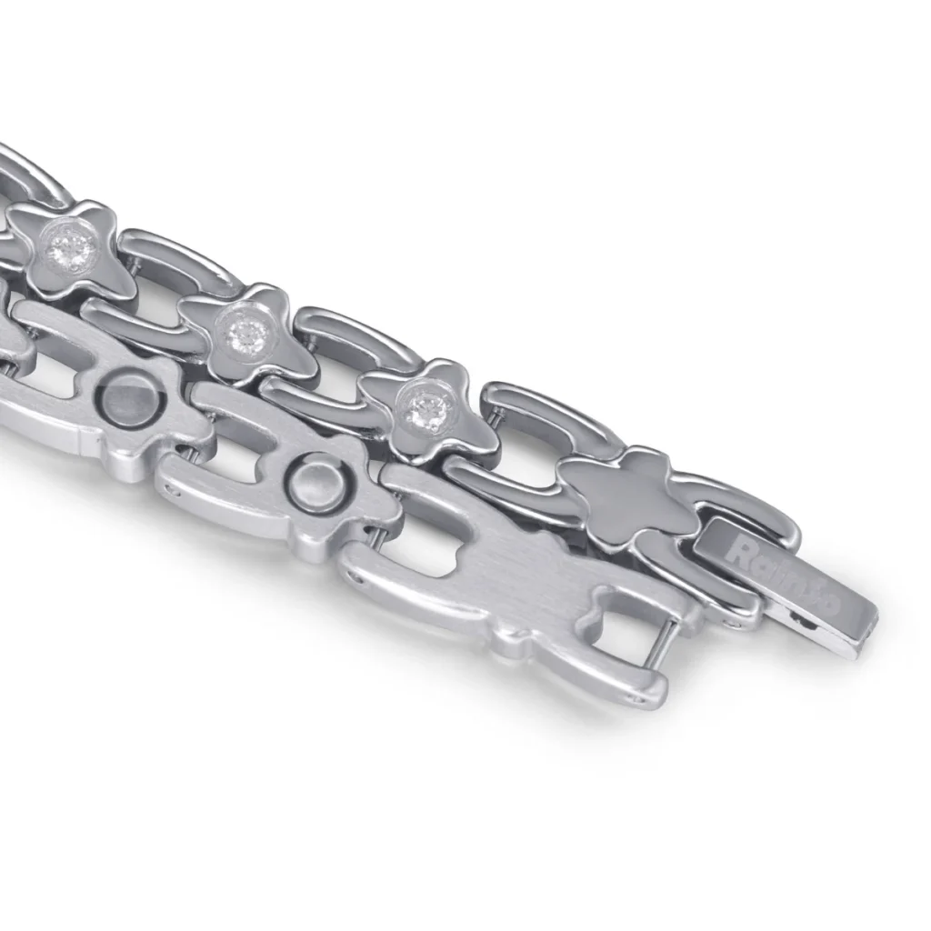 Snowflake Series Sea Blue Full Magnetic Stainless Steel Bracelet - Polished & Matte image 2