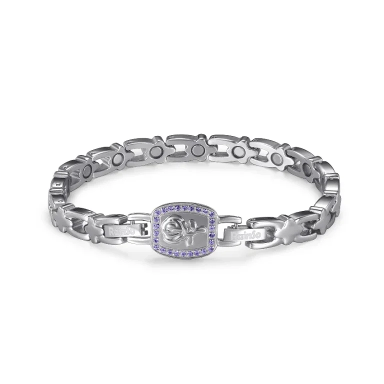 Deep Purple Rose Magnetic 316L Stainless Steel Bracelet - Polished & Matte