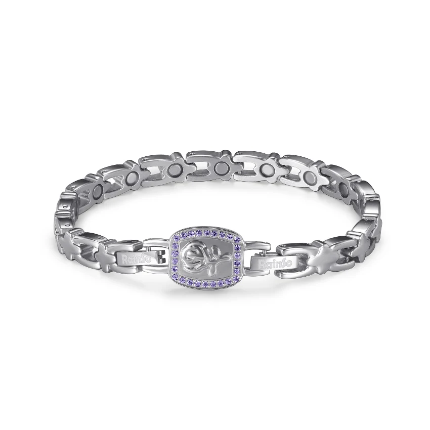 Deep Purple Rose Magnetic 316L Stainless Steel Bracelet - Polished & Matte