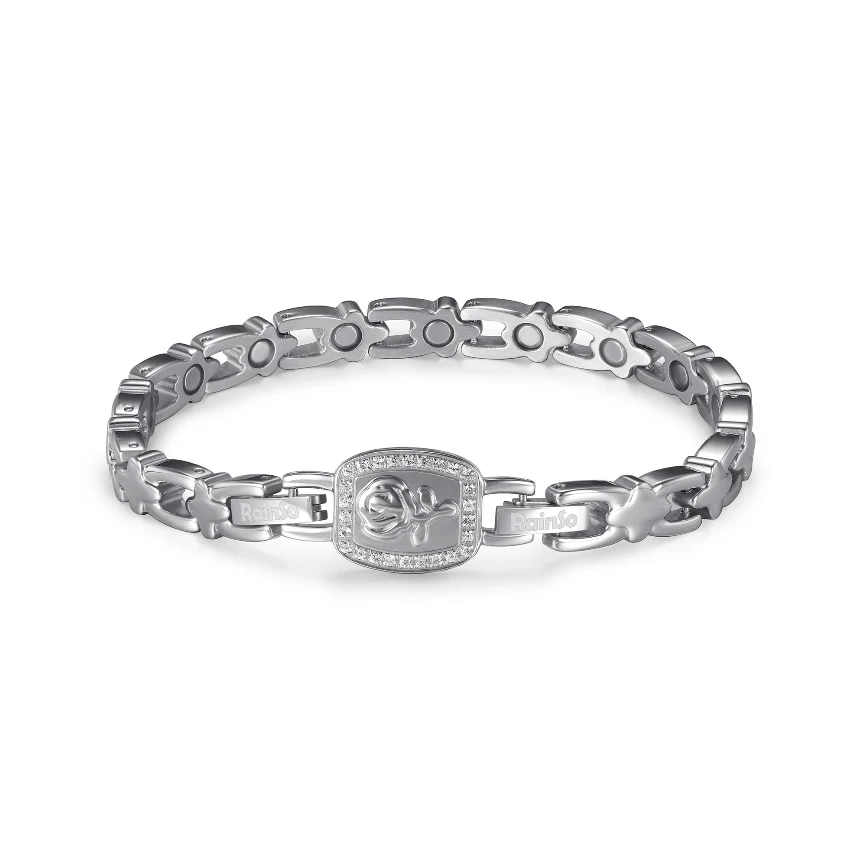 White Rose Magnetic 316L Stainless Steel Bracelet - Polished & Matte