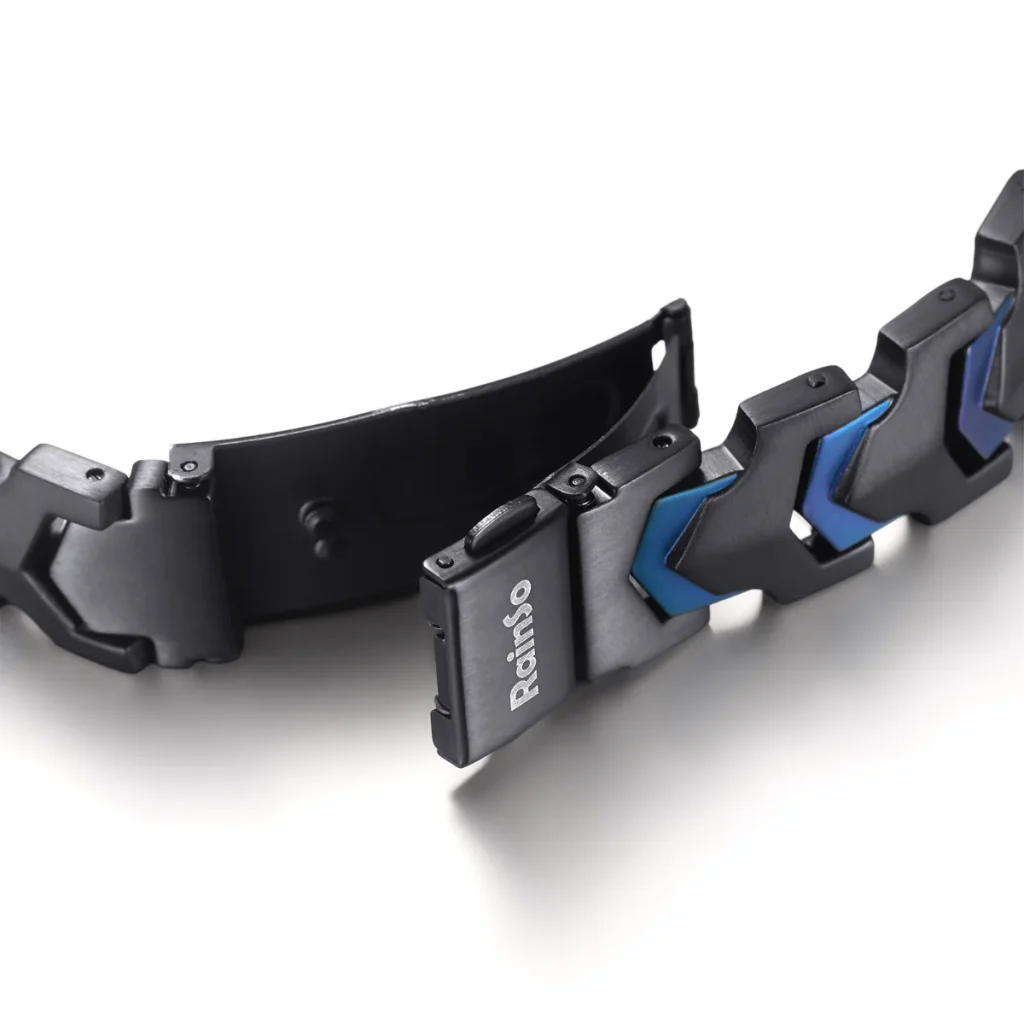 Arrow Butterfly Clasp Double-Row Magnetic 316L Stainless Steel Bracelet - Matte Black & Blue image 2