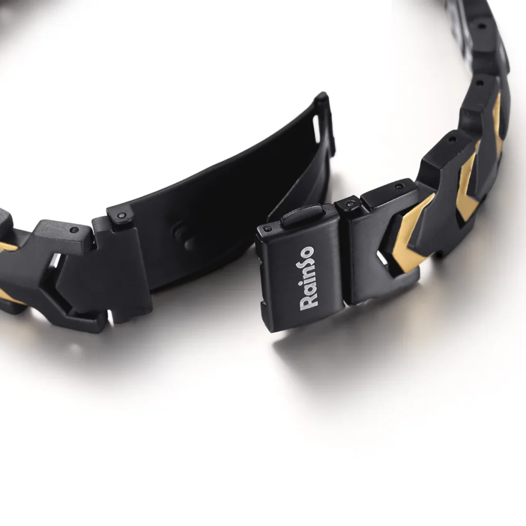Arrow Butterfly Clasp Double-Row Magnetic 316L Stainless Steel Bracelet - Matte Black & Gold-Tone image 2