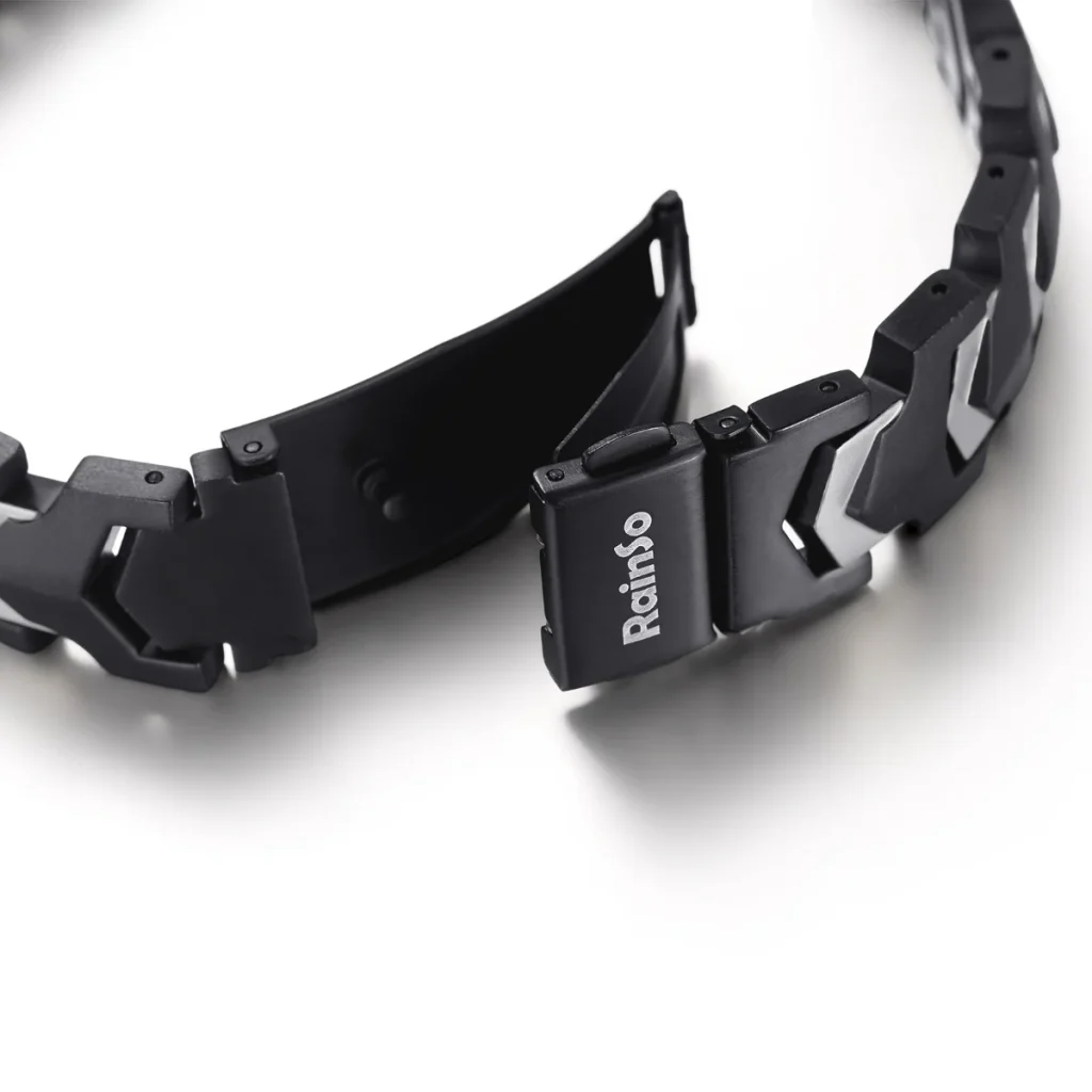 Arrow Butterfly Clasp Double-Row Magnetic 316L Stainless Steel Bracelet - Matte Black & Steel-Tone image 2