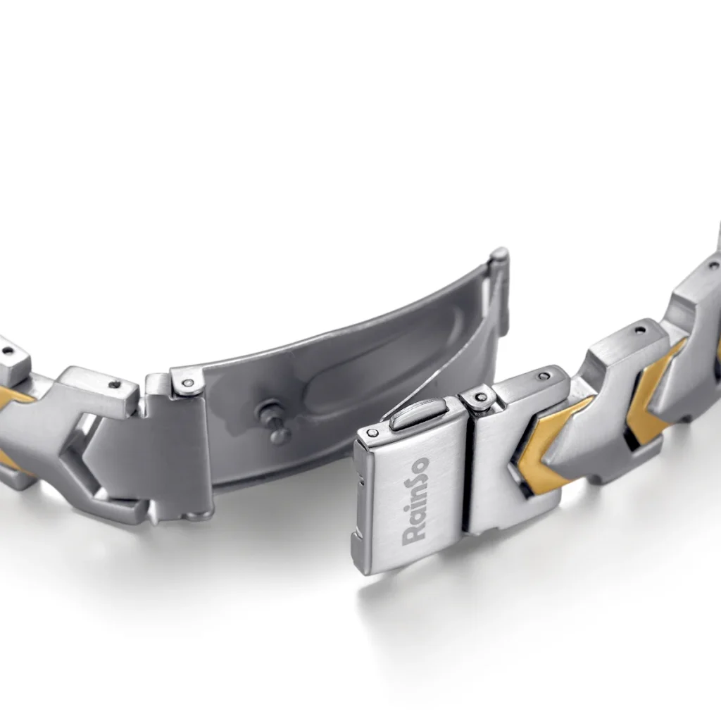 Arrow Butterfly Clasp Double-Row Magnetic 316L Stainless Steel Bracelet - Matte Steel-Tone & Gold-Tone image 2