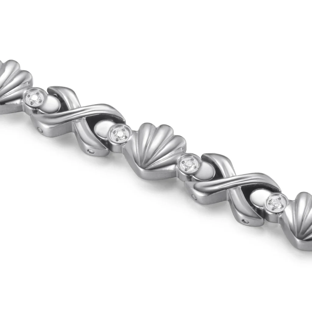 CNC Shell Inlay Magnetic 316L Stainless Steel Bracelet - Polished & Matte image 2