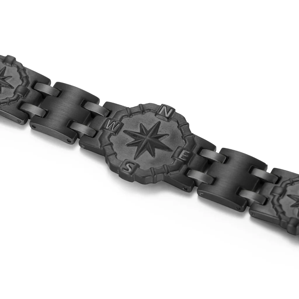 Double-Row Magnetic 316L Stainless Steel Bracelet - Matte Black image 2