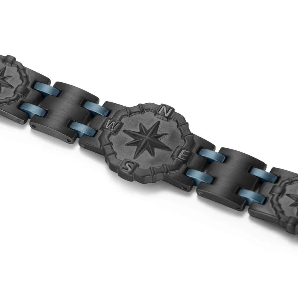 Magnetic Double-Row 316L Stainless Steel Bracelet – Matte Black & Blue image 2