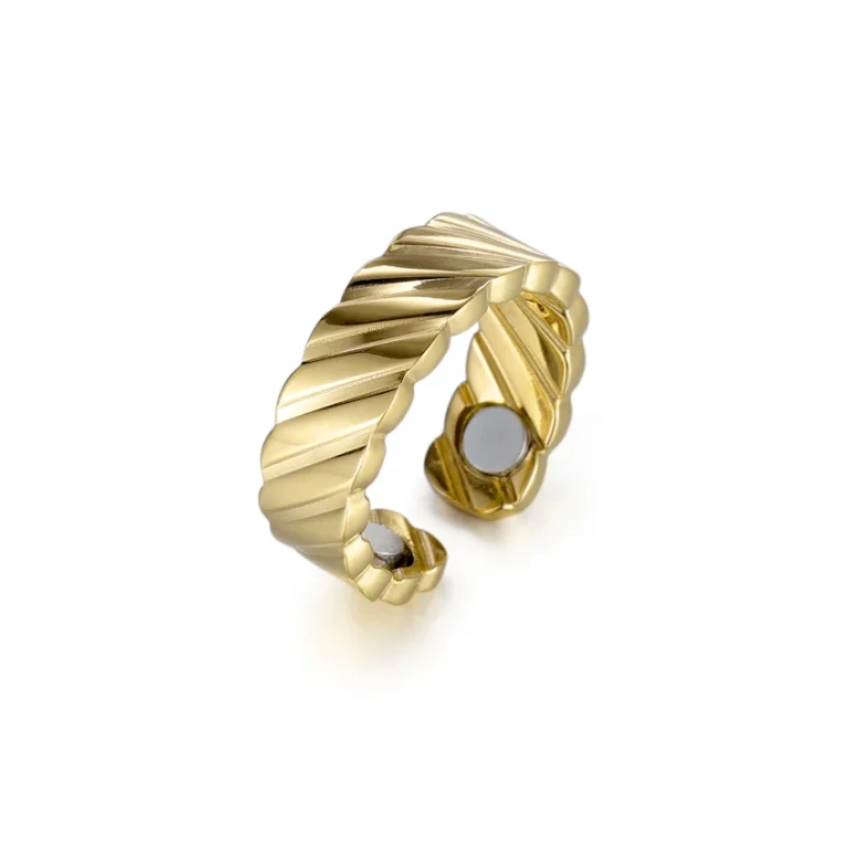 Magnetic Polished Gold-Tone 316L Stainless Steel Ring