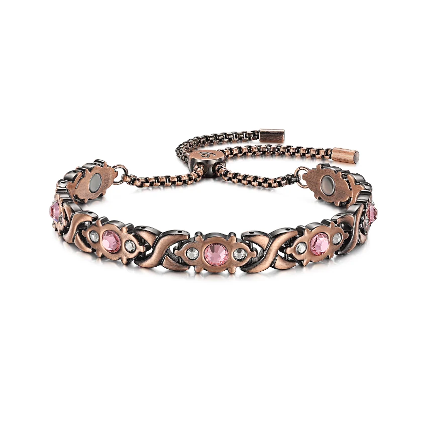 Antique Copper Magnetic CZ Slide Bracelet - Matte