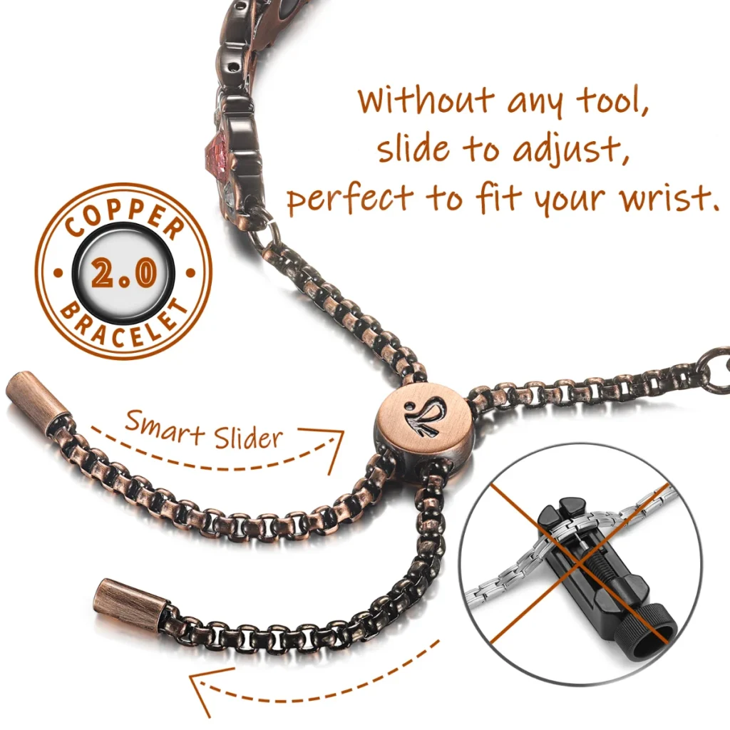 Antique Copper Magnetic CZ Slide Bracelet - Matte image 2