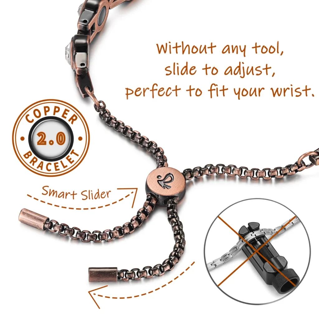 CZ Stone Copper Bracelet with Magnetic Clasp - Antique Copper & Clear CZ image 2