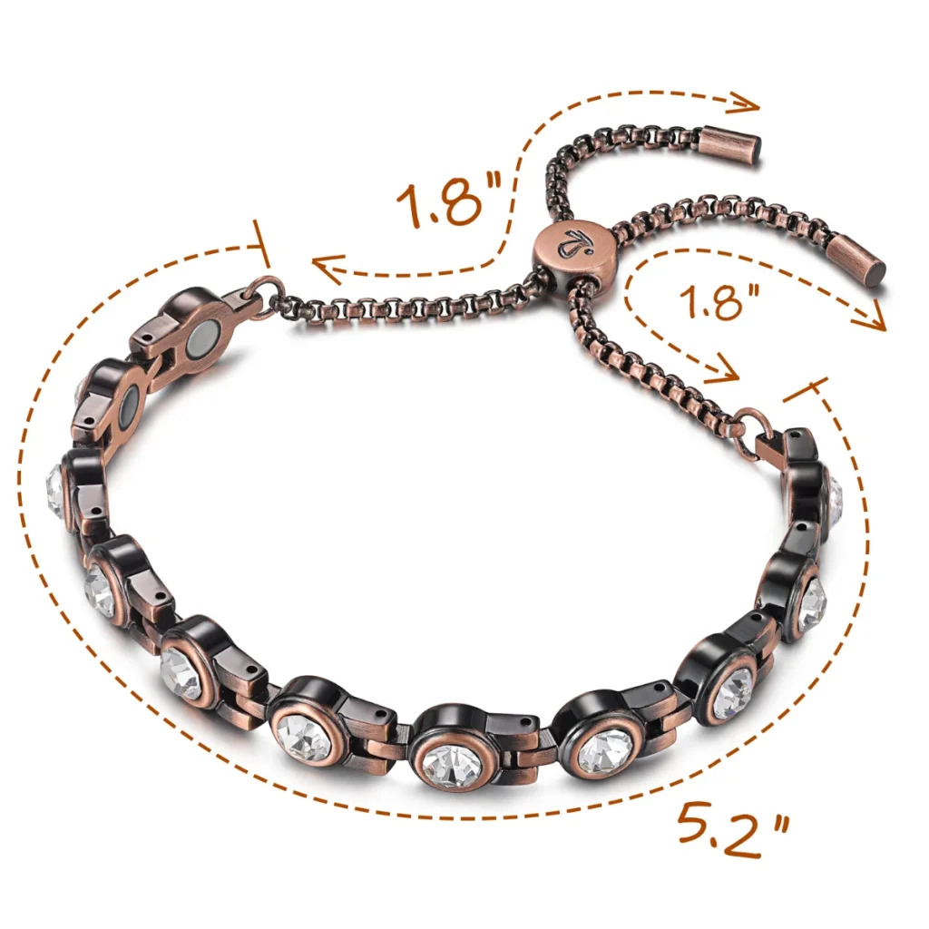 CZ Stone Copper Bracelet with Magnetic Clasp - Antique Copper & Clear CZ image 4