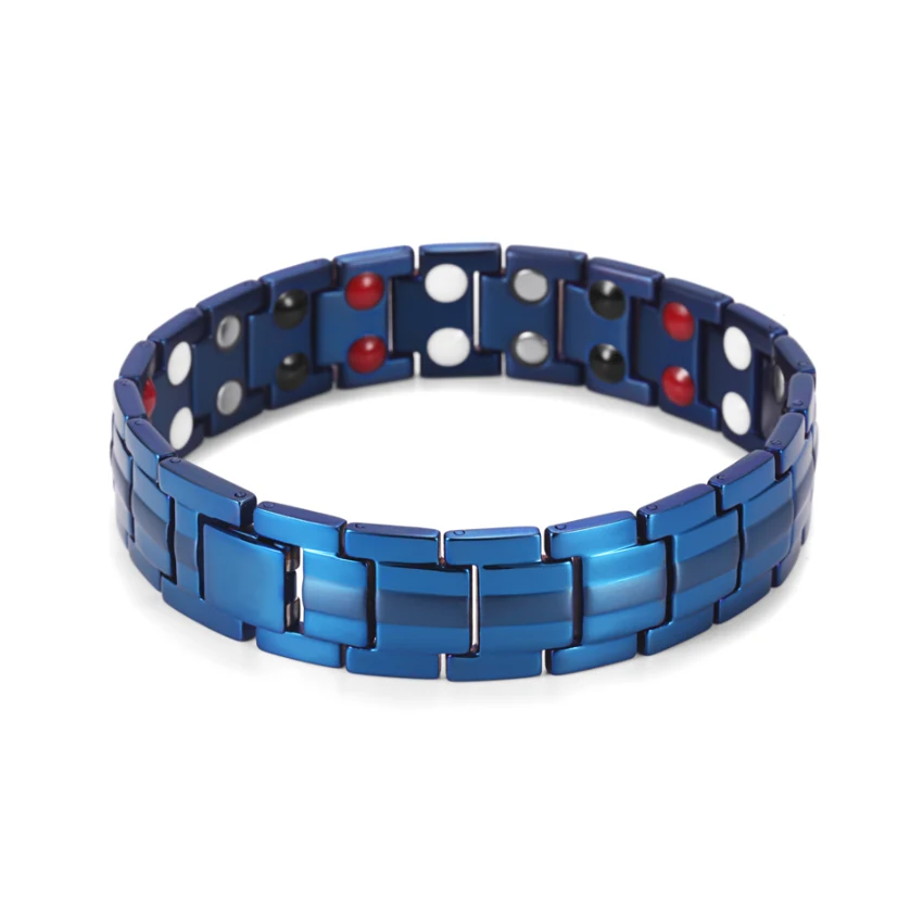 Blue Titanium Bracelet with Jewelry Clasp - Polished & Matte
