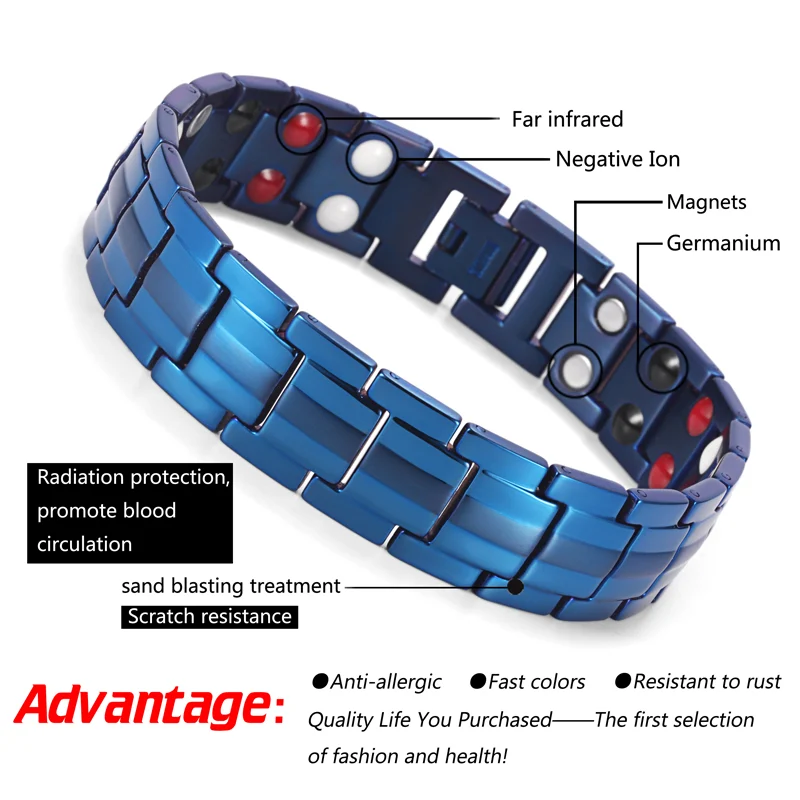 Blue Titanium Bracelet with Jewelry Clasp - Polished & Matte image 4