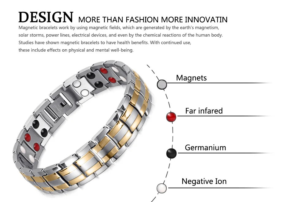 Four-in-One Titanium Bracelet – Polished & Matte Steel-Tone and Gold-Tone image 2