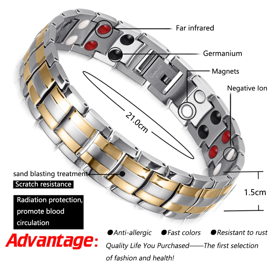 Four-in-One Titanium Bracelet – Polished & Matte Steel-Tone and Gold-Tone image 3