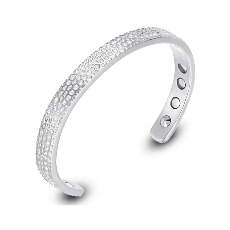 Hammered Titanium Bracelet Magnetic Germanium - Polished & Matte