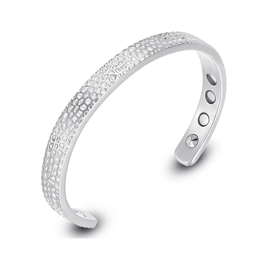 Hammered Titanium Bracelet Magnetic Germanium - Polished & Matte