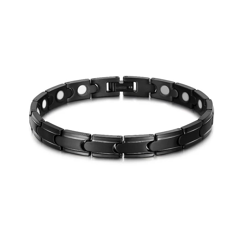 Titanium Magnetic Bracelet Women's Polished Black - Titanium Bracelets Wholesale