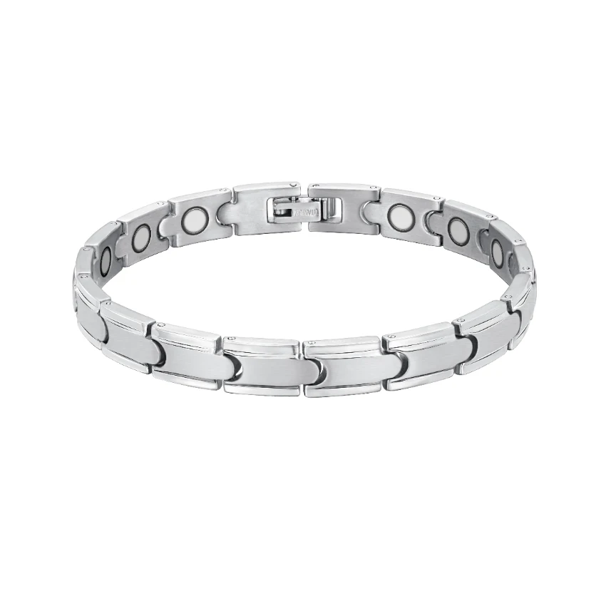 Magnetic Titanium Bracelet Polished Steel-Tone