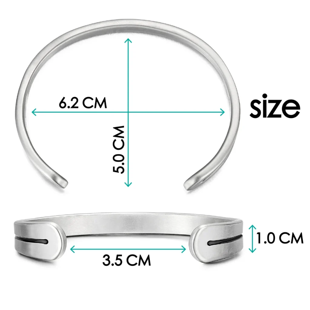 Open Magnetic Titanium Bracelet - Matte Natural Titanium image 4