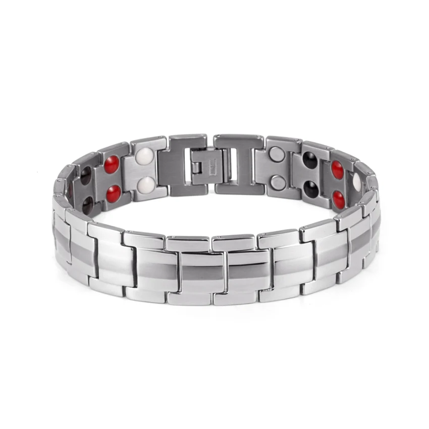 Titanium Bracelet with Jewelry Clasp - Polished & Matte Steel-Tone