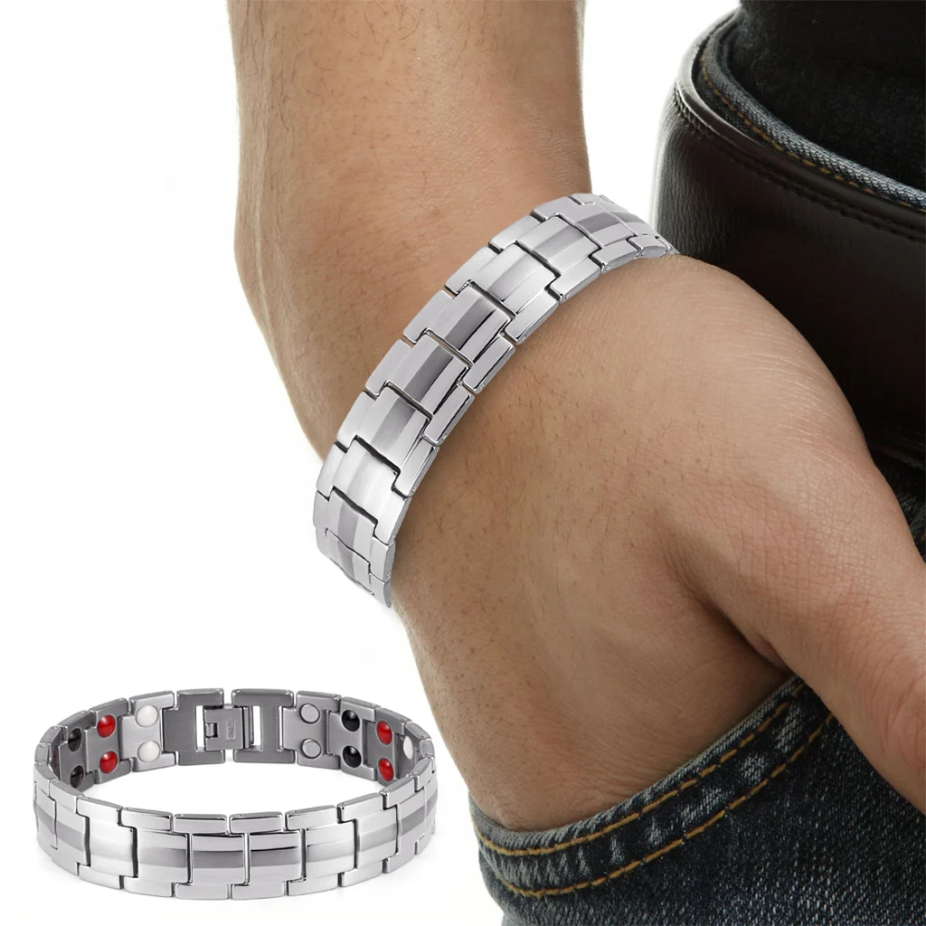 Titanium Bracelet with Jewelry Clasp - Polished & Matte Steel-Tone image 4