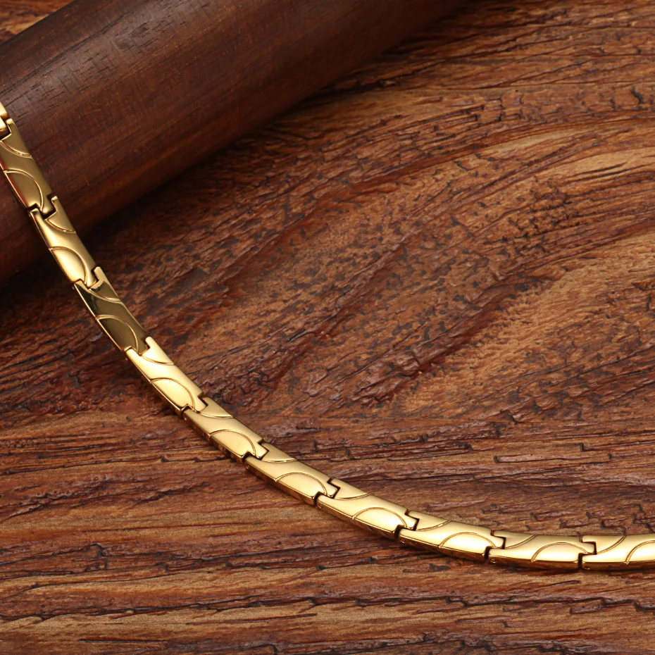 Magnetic Polished Gold-Tone Titanium Necklace image 2