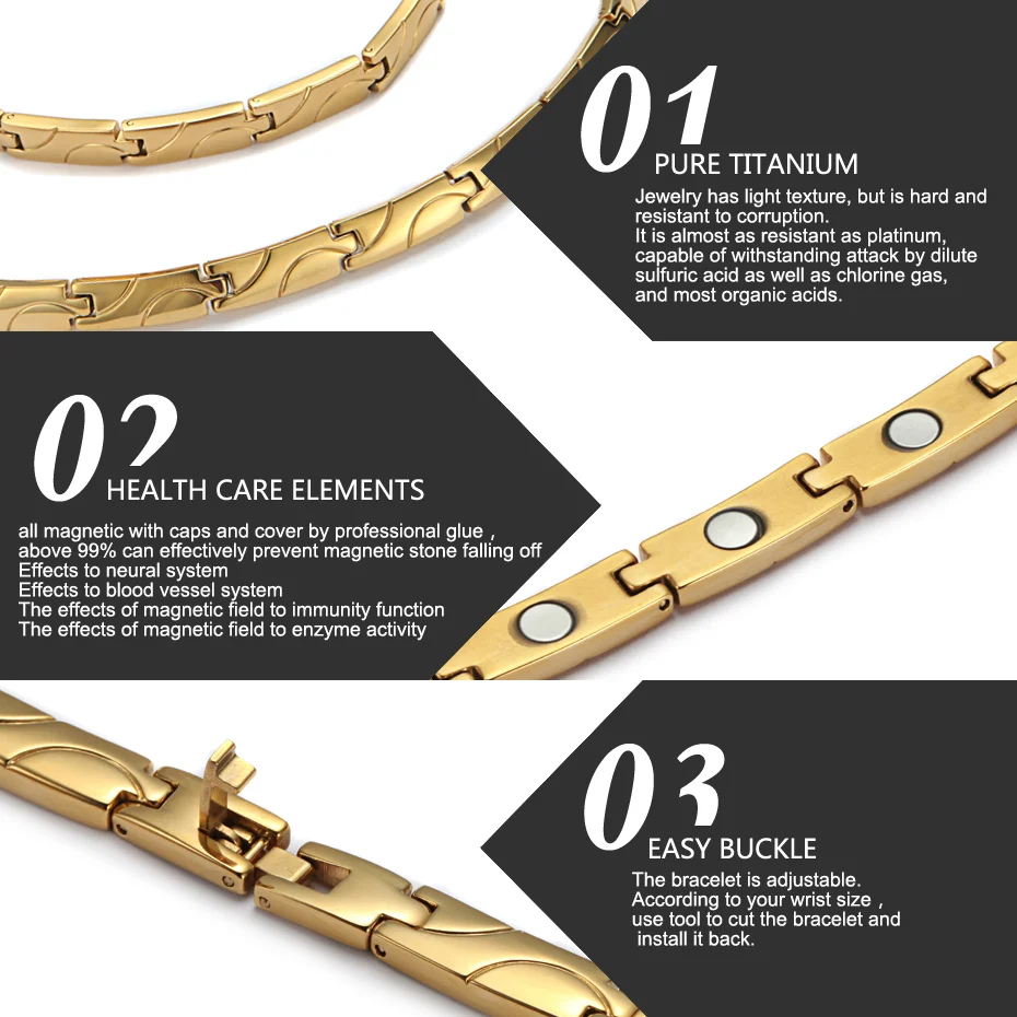 Magnetic Polished Gold-Tone Titanium Necklace image 3