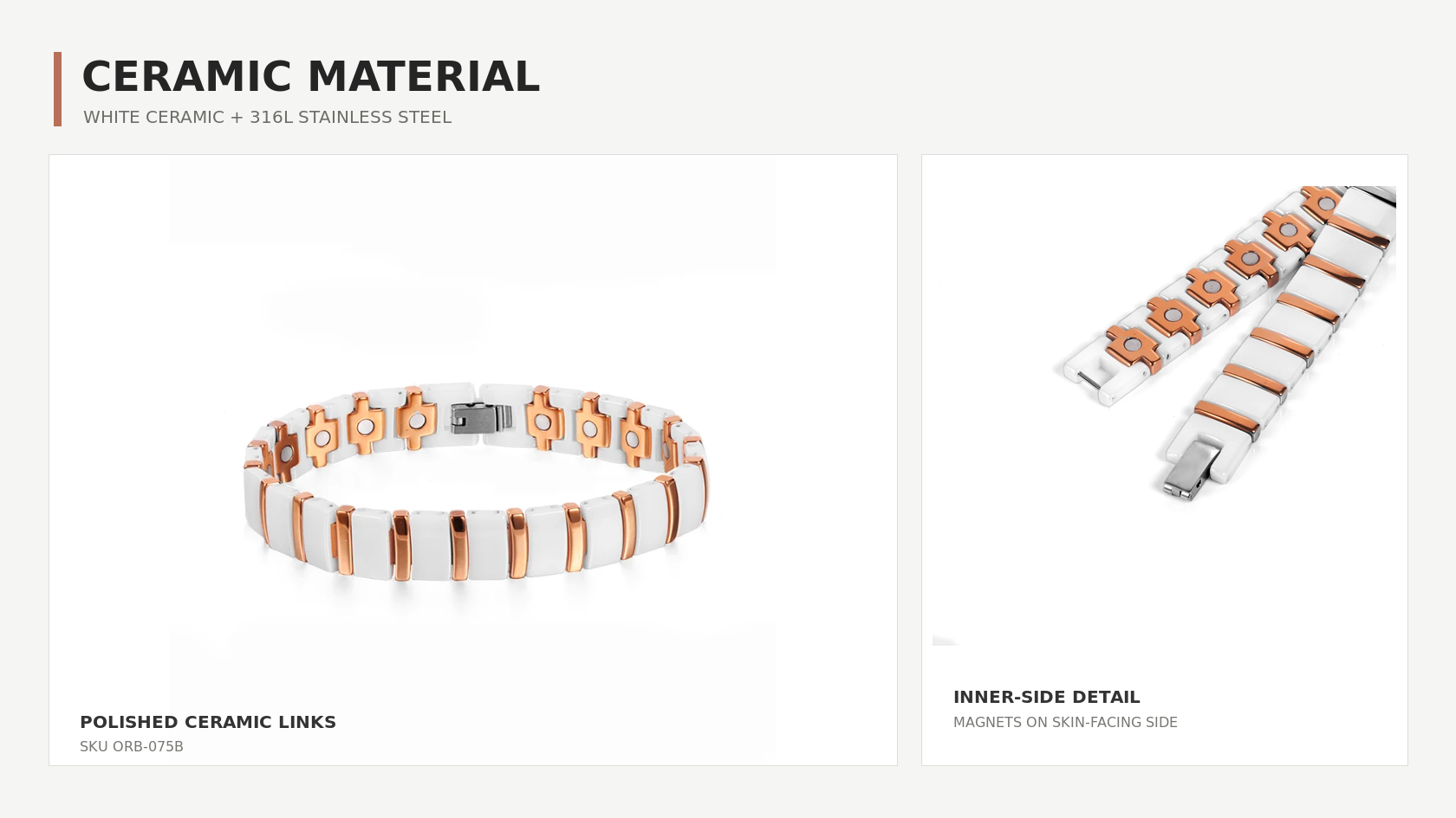 Ceramic jewelry material detail for Proposition 65 review